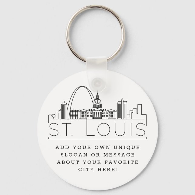 Porte-clés St. Louis Styliszed Skyline | Slogan personnalisé (Recto)