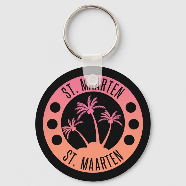 Porte-clés St Maarten Rose et Coral Gradient Sint Martin (Recto)