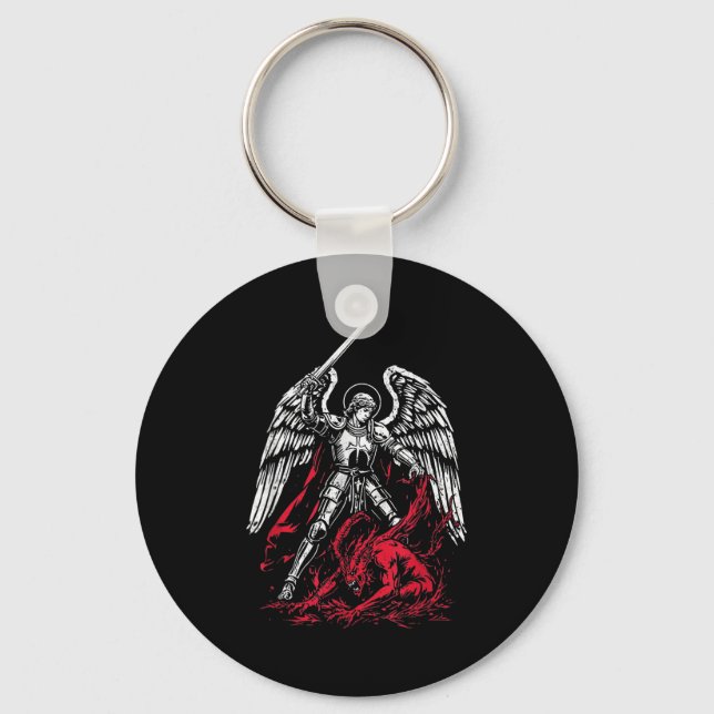 Porte-clés St Michael l'Archange vainc Satan Catholique  (Recto)