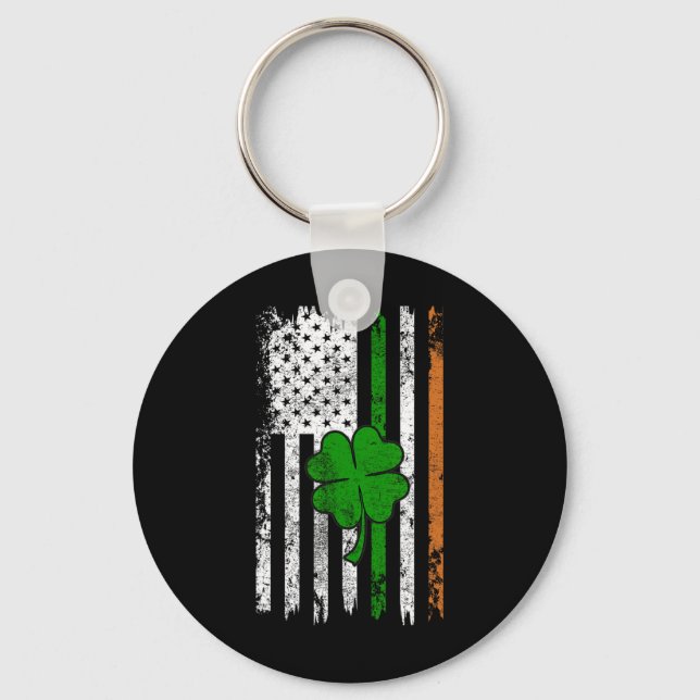 Porte-clés St Patrick Day Drapeau irlandais américain Retro S (Recto)