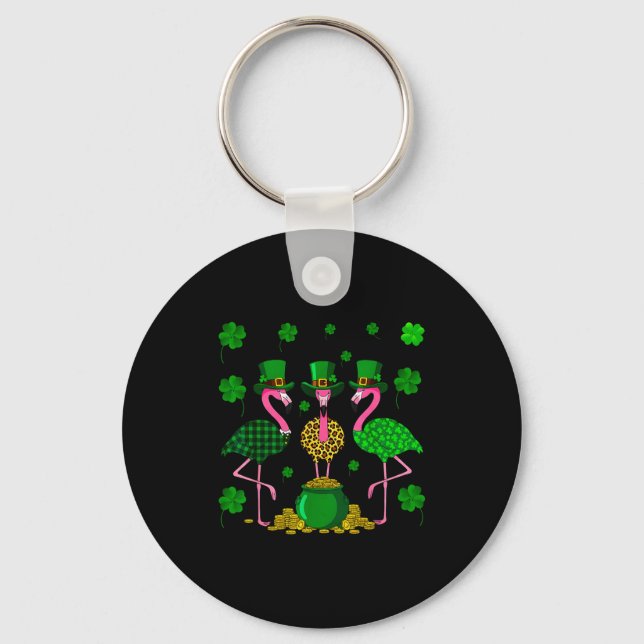 Porte-clés St. Patrick Fête Flamant Irlandais Irlande Trèfle  (Recto)