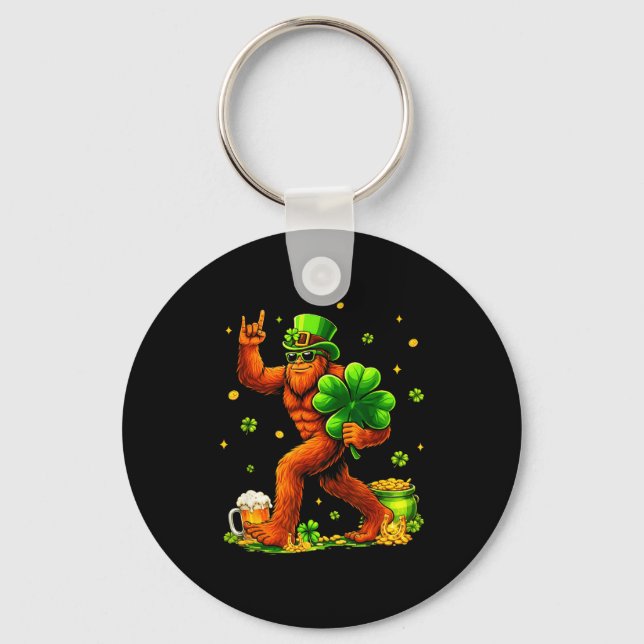Porte-clés St patricks day bigfoot sasquatch trèfle hommes (Recto)