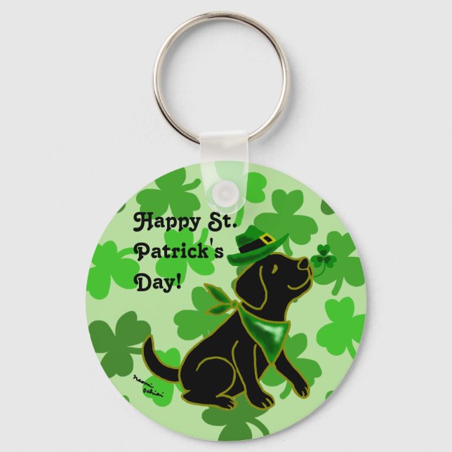 Porte-clés St. Patrick's Day Black Labrador (Recto)