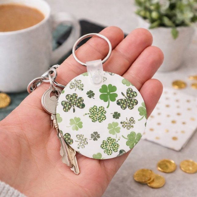 Porte-clés St. Patrick's Day Irish Green and White Clovers (Créateur téléchargé)