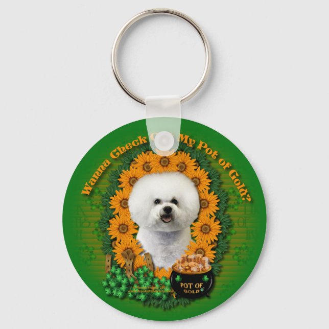 Porte-clés St Patricks - Pot of Gold - Bichon Frise (Recto)