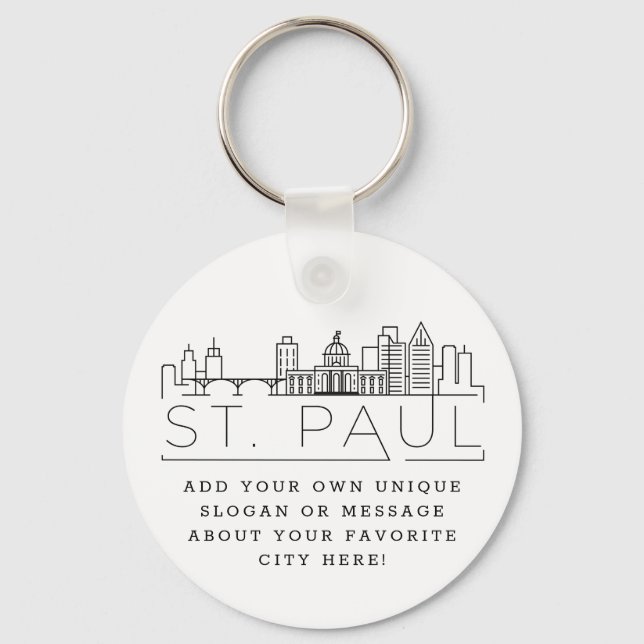 Porte-clés St. Paul Styliszed Skyline | Slogan personnalisé (Recto)