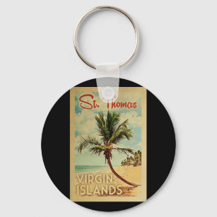 Porte-clés St Thomas Palm Tree Vintage voyage