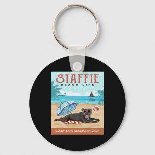 Porte-clés Staffordshire Bull Terrier Dog Beach
