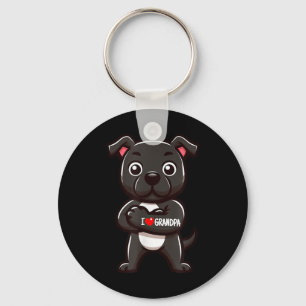 Porte-clés Staffordshire Bull Terrier I Love Grand-père Funny
