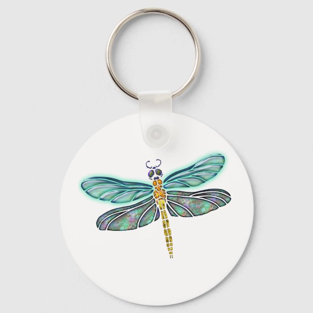 Porte-clés Stained Glass & Abalone Shell Dragonfly (Recto)