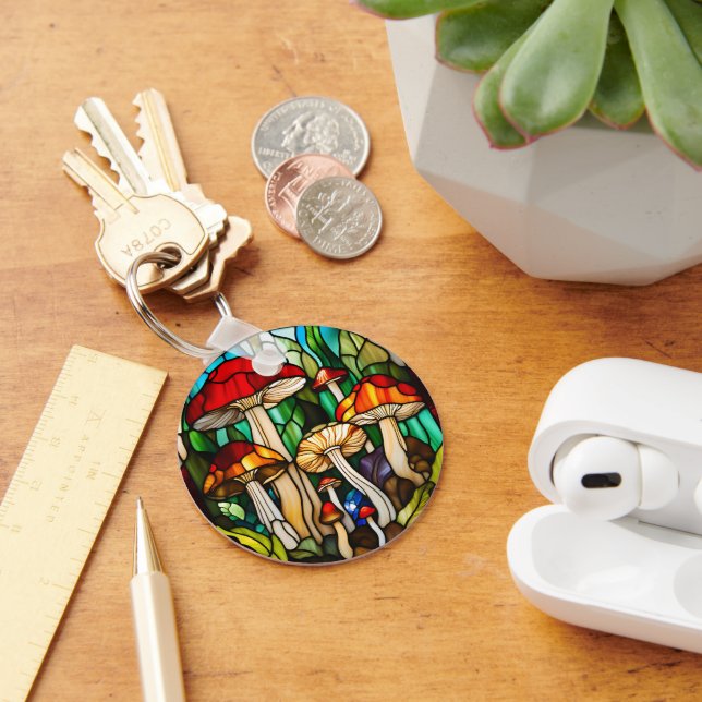 Porte-clés Stained Glass Mushroom Art (Bureau)