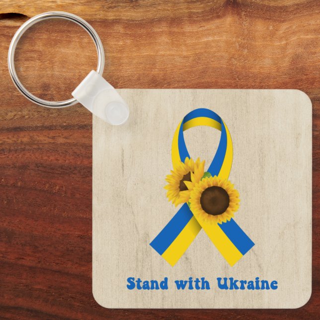 Porte-clés Stand With Ukraine Support Ribbon (Recto)