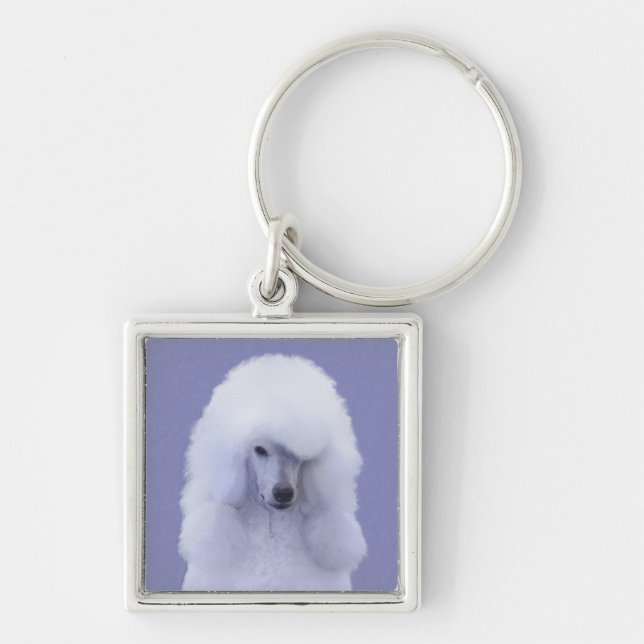 Porte-clés Standard Poodle White Painting - Original Dog Art (Devant)