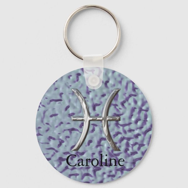 Porte-clés Star Sign Pisces Zodiac Personalized Key Chain (Recto)
