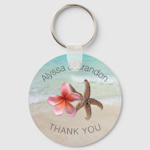 Porte-clés Starfish Plumeria By the Sea Custom Wedding Favor