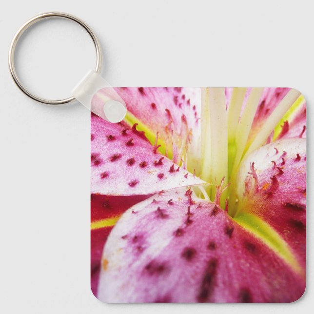 Porte-clés Stargazer Lily brillant Magenta Floral (Recto)