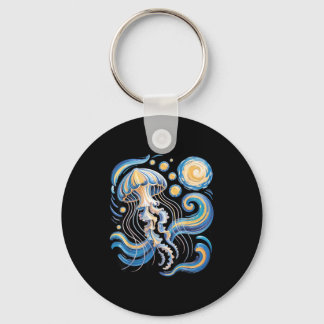 Porte-clés Starry night van gogh jellyfish scuba diving surf