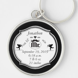 Porte-clés Statistiques de bébé garçon Lil Man M. Moustache