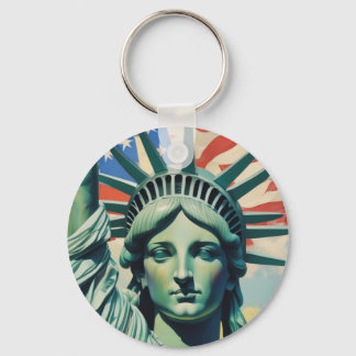 Porte-clés Statue de la Liberté et Drapeau américain New York