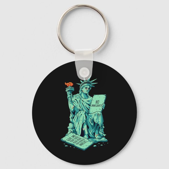 Porte-clés Statue de la Liberté immigrante policière anti-Tru (Recto)