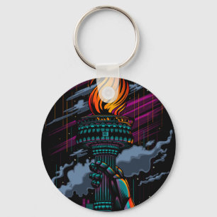 Porte-clés Statue de la Liberté Torche Art Pourpre Sarcelle N