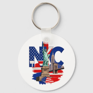 Porte-clés Statue de la ville de New York Graphique de la sky