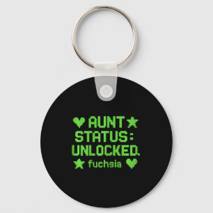Porte-clés Statut de Tante Débloqué Pixel Art Néon Vert Gamer