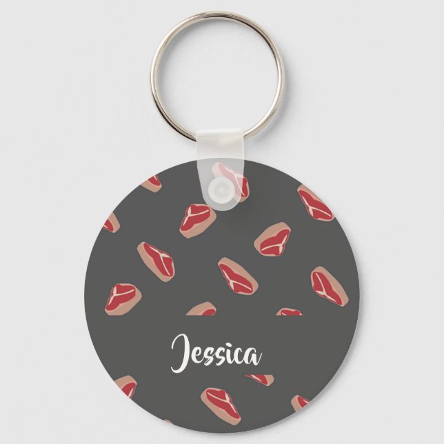 Porte-clés Steak meat pattern on gray (Recto)