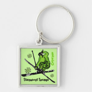 Porte-clés Steamboat Springs Colorado green skier porte - clé