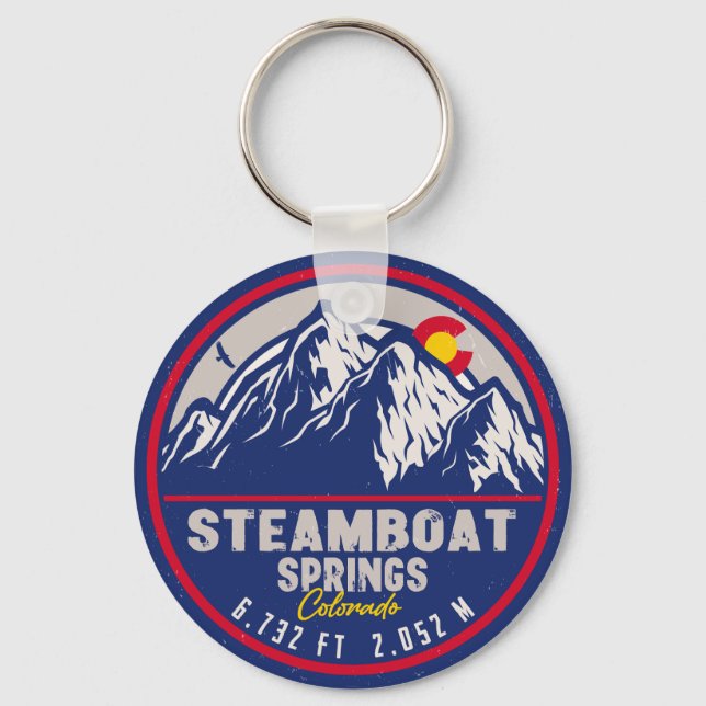 Porte-clés Steamboat Springs Colorado Retro Sunset Souvenirs (Recto)