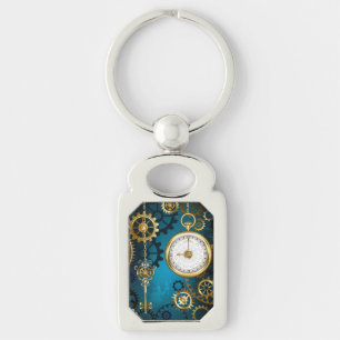 Porte-clés Steampunk Arrière - plan turquoise avec Gears