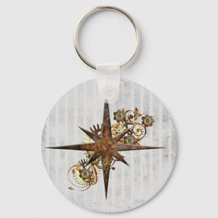 Porte-clés Steampunk Compass Star Grunge