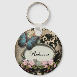 Porte-clés steampunk Ephemera floral Butterfly victorian