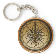 Steampunk Faux Compass Design Porte - clé