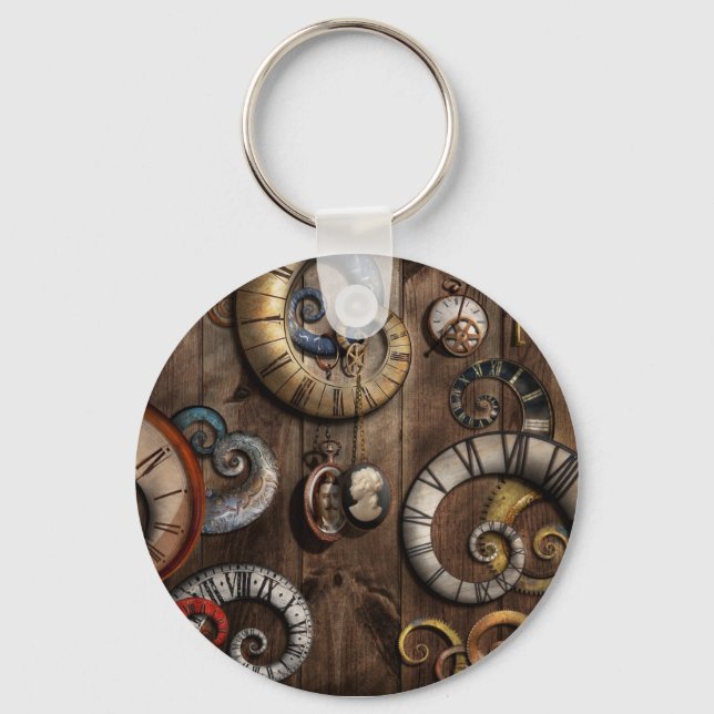 Porte-clés Steampunk - Horloge - Time Machine (Recto)