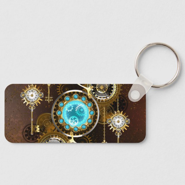 Porte-clés Steampunk Rusty Background with Turquoise Lenses (Recto)
