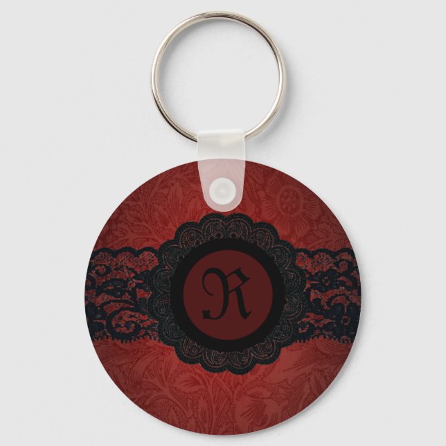 Porte-clés Steampunk Vampire Red Lace Gothique monogramme (Recto)