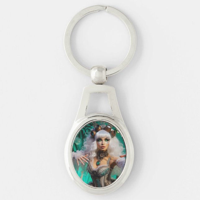Porte-clés Steampunk Victorian Futuristic Green Dancer (Devant)
