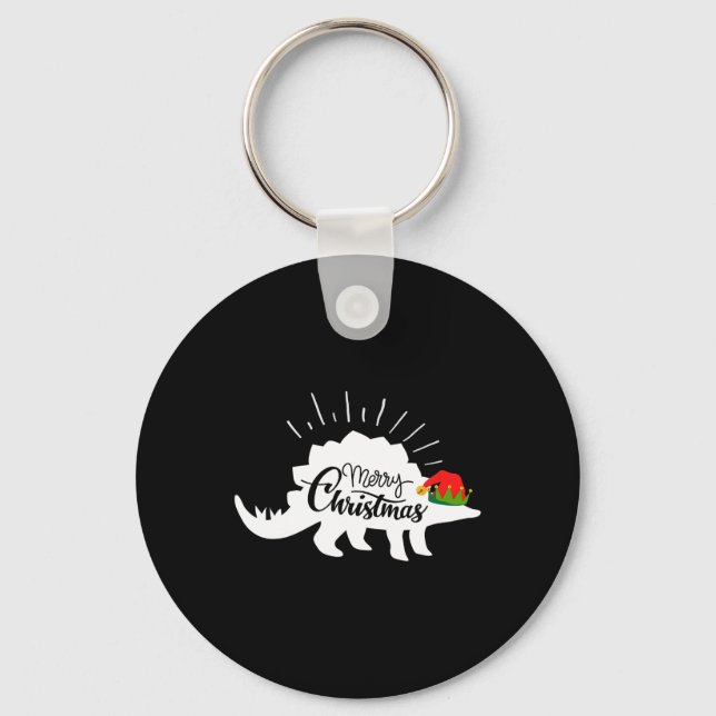 Porte-clés Stégosaure Joyeux Noël Drôle de Dinosaure  (Recto)