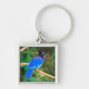 Porte-clés Steller's Jay Painting - Art original pour oiseaux