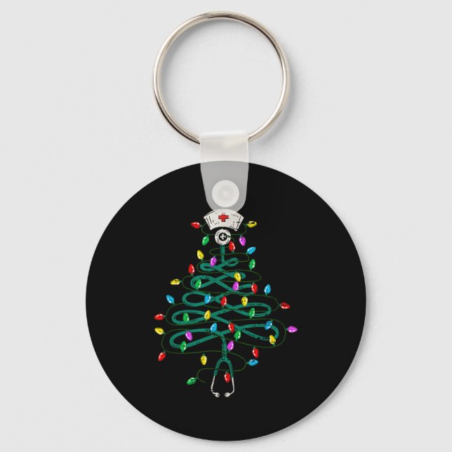 Porte-clés Stethoscope Christmas Tree Lights Nurse Christmas  (Recto)
