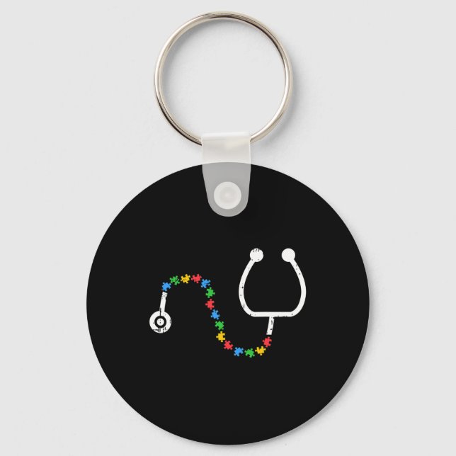 Porte-clés Stethoscope Sensibilisation sur l'autisme Médicale (Recto)