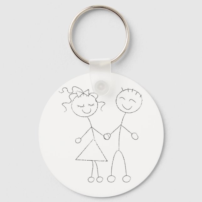 Porte-clés Stick Figure garçon et fille (Recto)