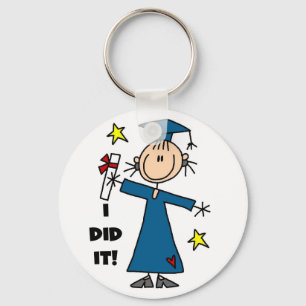 Porte-clés Stick Figure Girl Graduate T-shirts et cadeaux