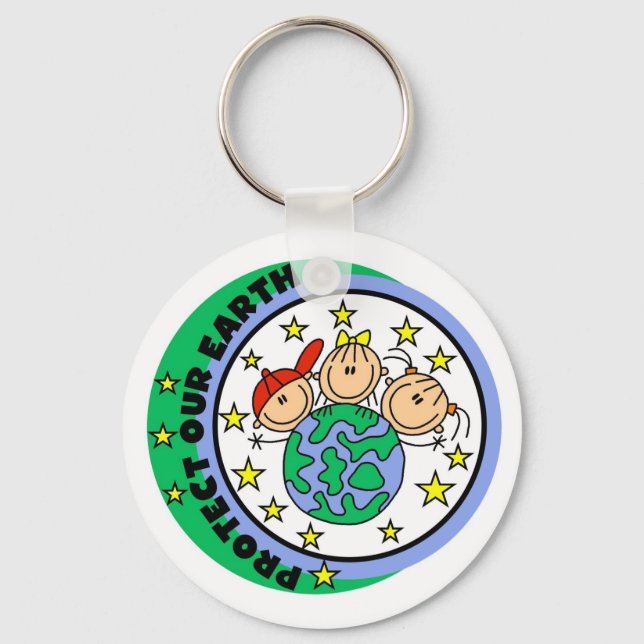 Porte-clés Stick Figure Protégez nos T-shirts et cadeaux Eart (Recto)