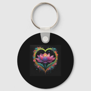 Porte-clés Sticker Coeur Fleur Neon Lotus