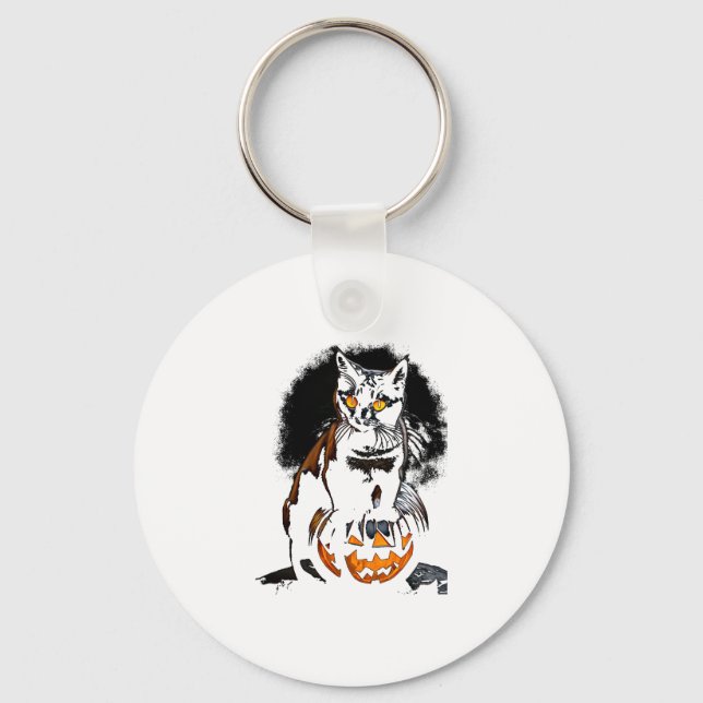 Porte-clés Sticker pour chat noir Halloween1 (Recto)