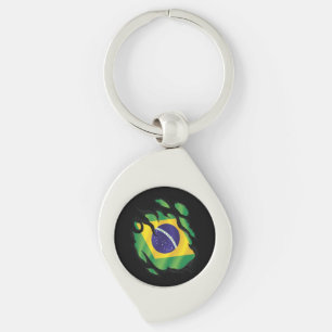 Porte-clés Sticker rond classique du drapeau déchiré au Brési