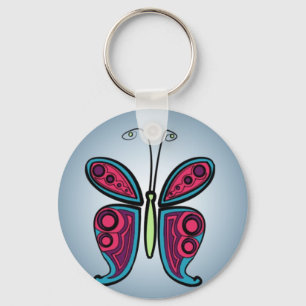 Porte-clés Sticker rond papillon classique