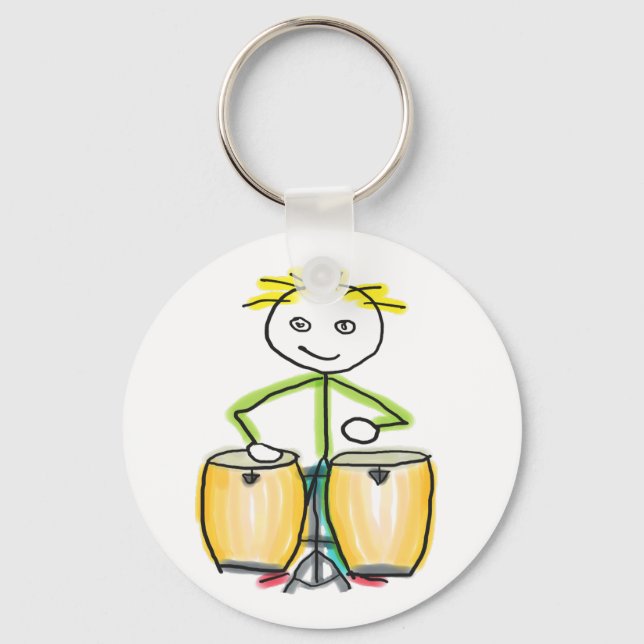Porte-clés Stickman jouant de la conga (Recto)
